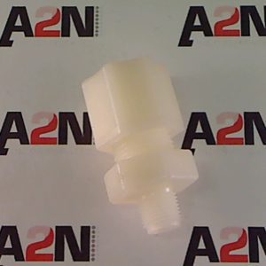 Plastic connector on branded background.