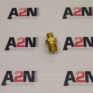 Brass fitting on branded background.