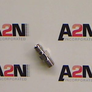 Metal connector on branded background.