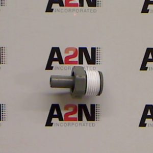 Gray connector against a branded background.